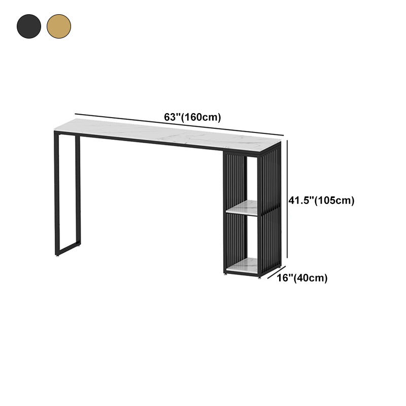 Modern Rectangle Bar Counter Table Sintered Stone Dining Table with Metal Legs