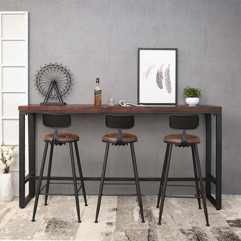 Industrial Rectangle Bar Counter Table Wooden Dining Table for Kitchen