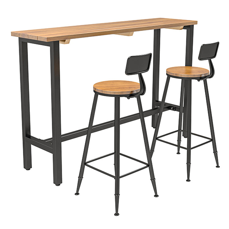 Rectangle Bar Dining Table Contemporary Bar Table with Trestle Base in Black