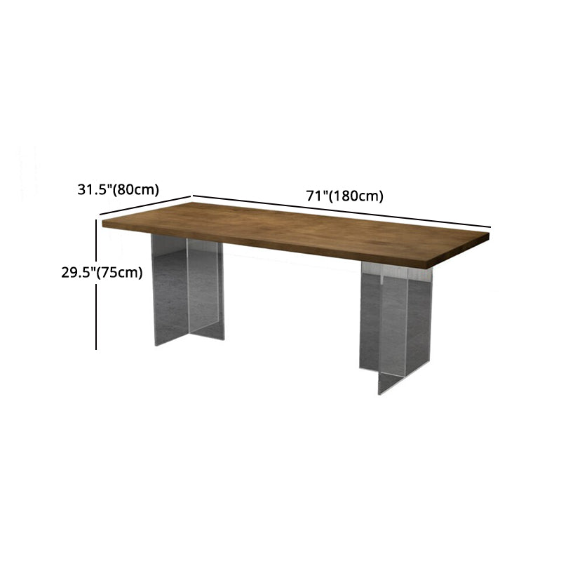 Modern Rectangle Dinette Set 1/4/5 Pieces Brown Pine Wood Dining Table Set