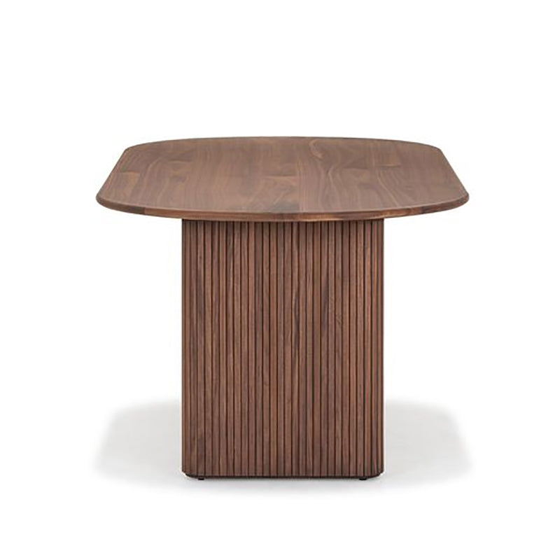 Modern Solid Wood Dining Table Oval Table with Double Pedestal