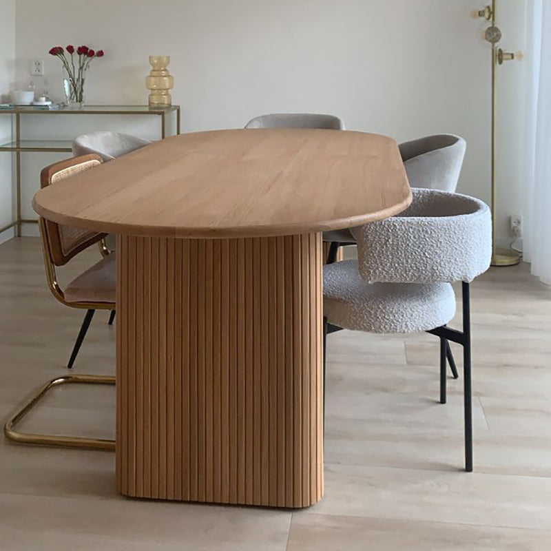 Modern Solid Wood Dining Table Oval Table with Double Pedestal