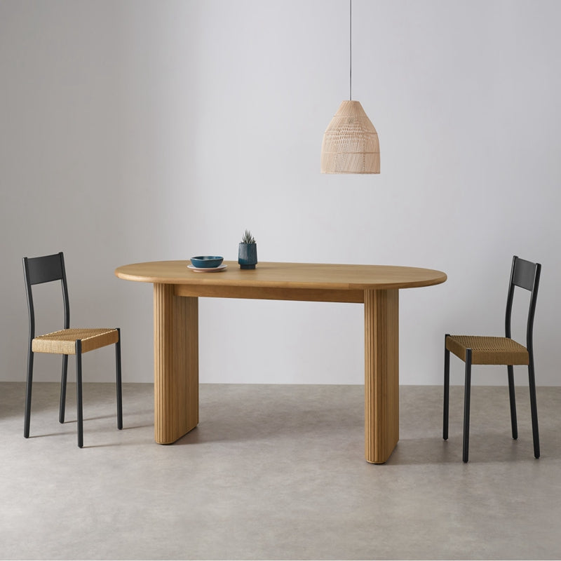 Modern Solid Wood Dining Table Oval Table with Double Pedestal