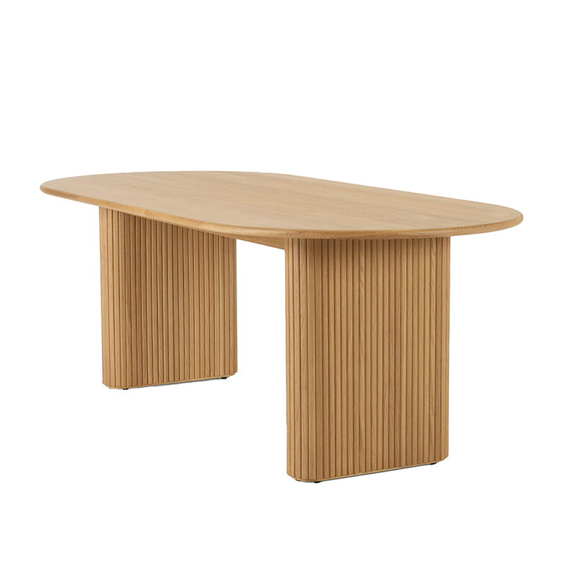 Modern Solid Wood Dining Table Oval Table with Double Pedestal