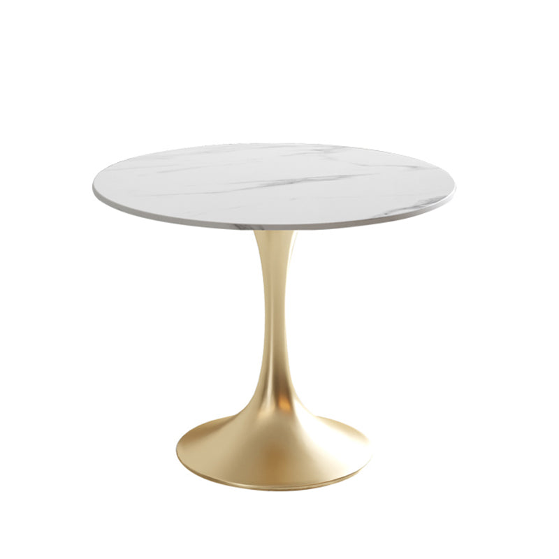 Traditional Luxury Dining Table White Stone Center Top Round Dining Table