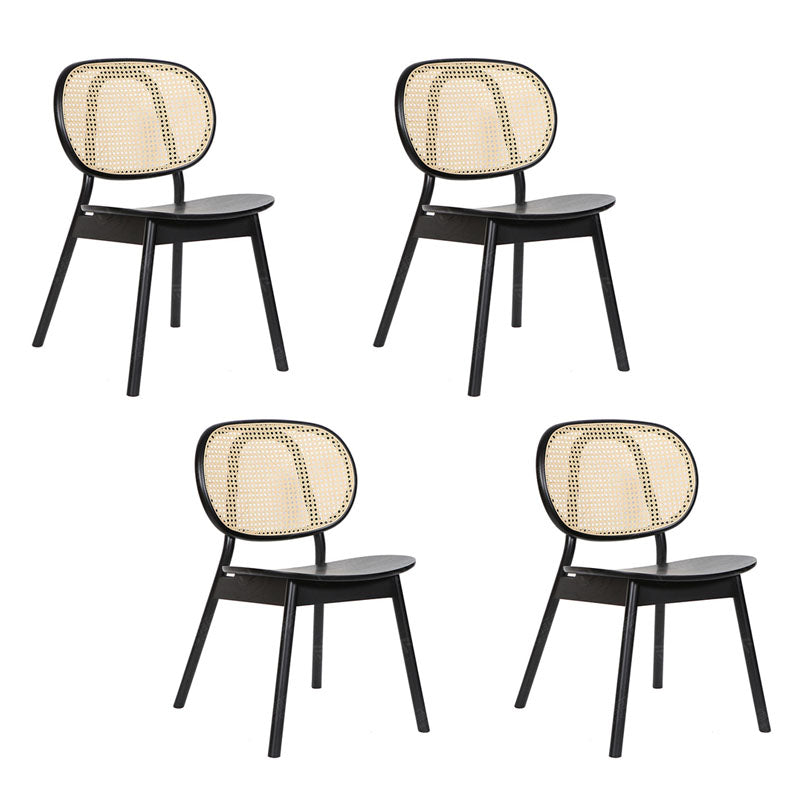 Nordic Style Armless Chairs Wood Open Back Side Dining Chairs