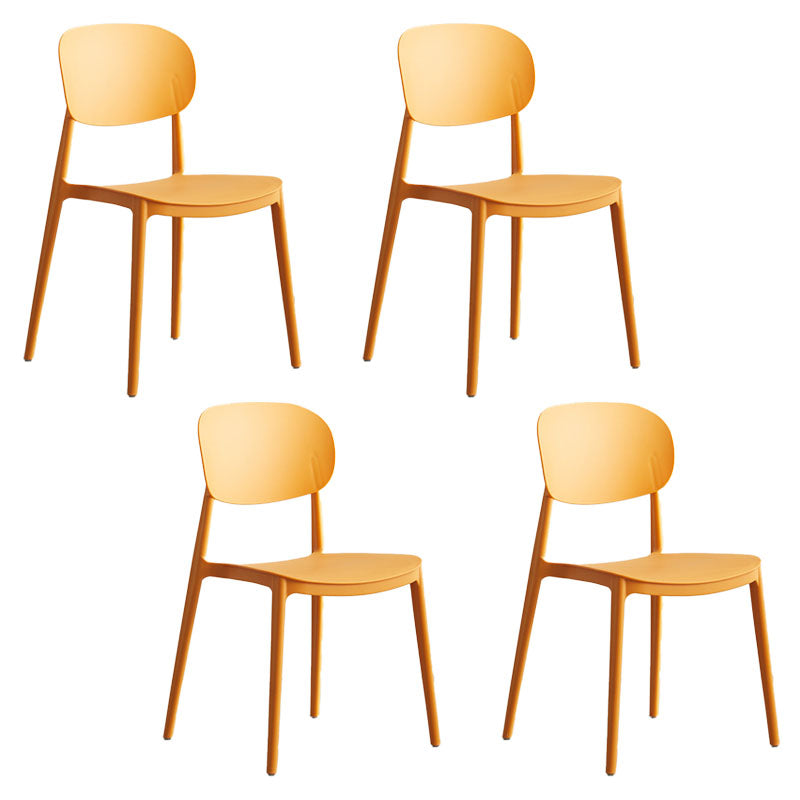 Contemporary Stackable Chairs Open Back Kitchen Armless Chairs with Plastic Legs