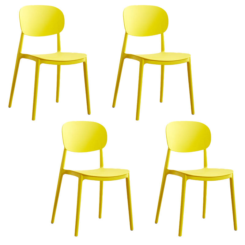 Contemporary Stackable Chairs Open Back Kitchen Armless Chairs with Plastic Legs