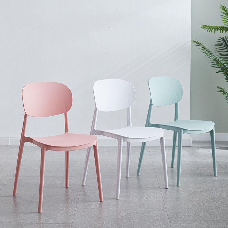 Contemporary Stackable Chairs Open Back Kitchen Armless Chairs with Plastic Legs