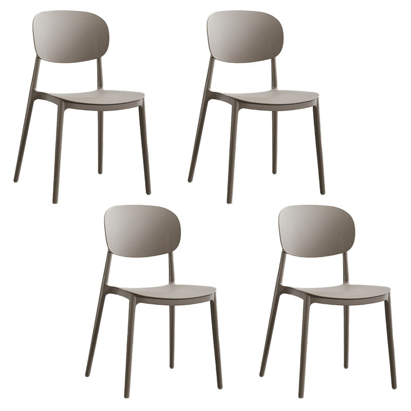 Contemporary Stackable Chairs Open Back Kitchen Armless Chairs with Plastic Legs