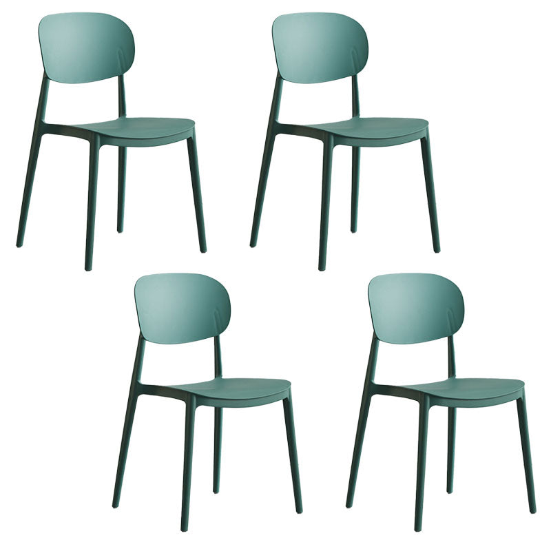 Contemporary Stackable Chairs Open Back Kitchen Armless Chairs with Plastic Legs