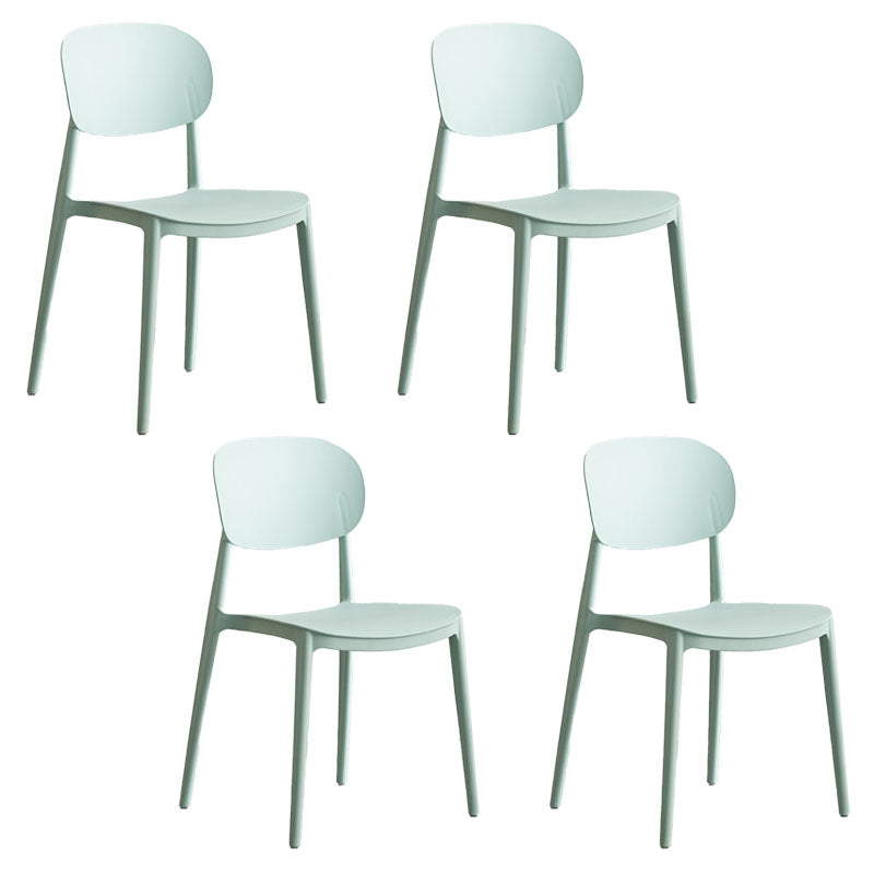 Contemporary Stackable Chairs Open Back Kitchen Armless Chairs with Plastic Legs