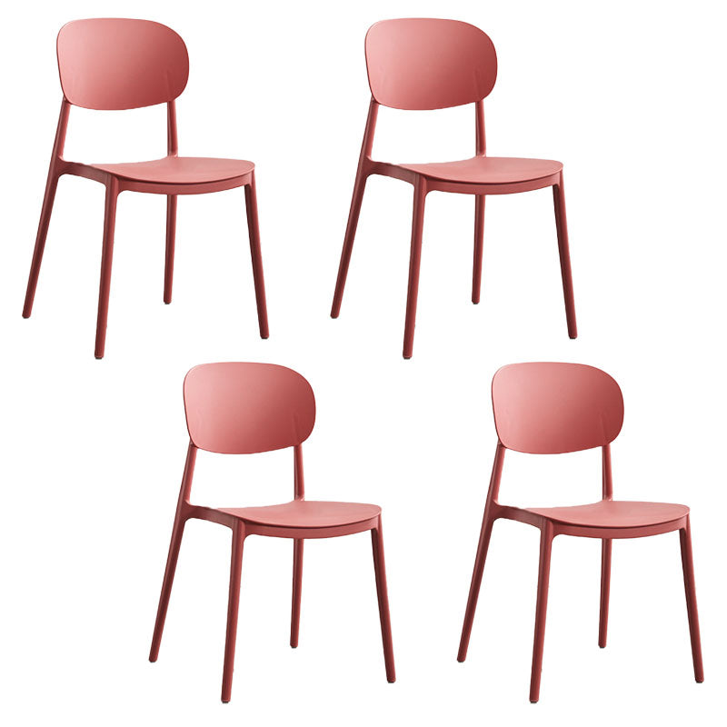 Contemporary Stackable Chairs Open Back Kitchen Armless Chairs with Plastic Legs