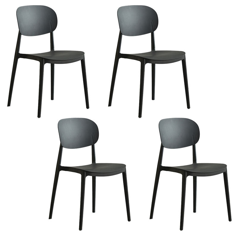 Contemporary Stackable Chairs Open Back Kitchen Armless Chairs with Plastic Legs