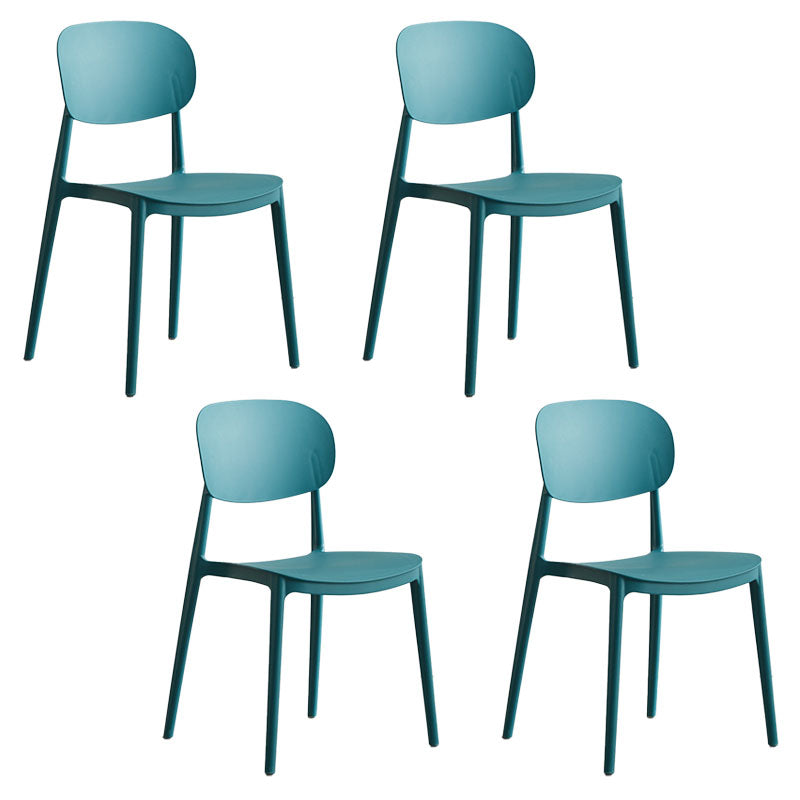 Contemporary Stackable Chairs Open Back Kitchen Armless Chairs with Plastic Legs