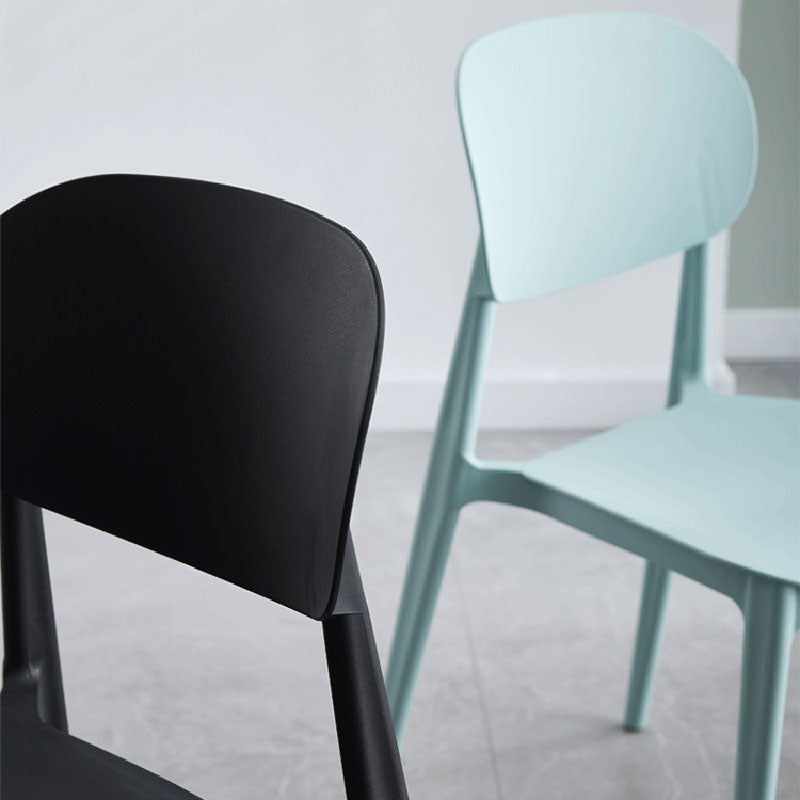 Contemporary Stackable Chairs Open Back Kitchen Armless Chairs with Plastic Legs