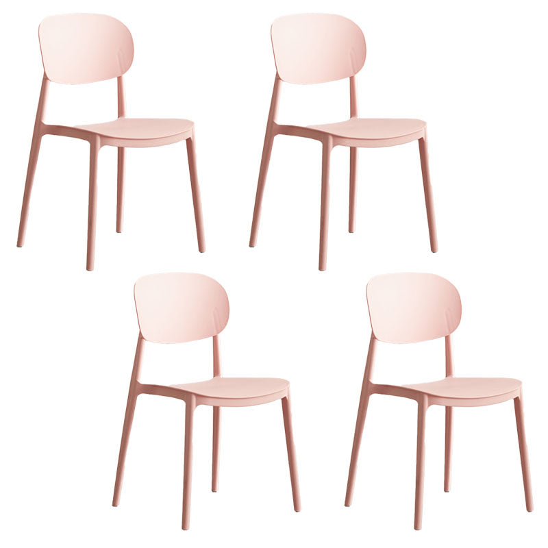 Contemporary Stackable Chairs Open Back Kitchen Armless Chairs with Plastic Legs