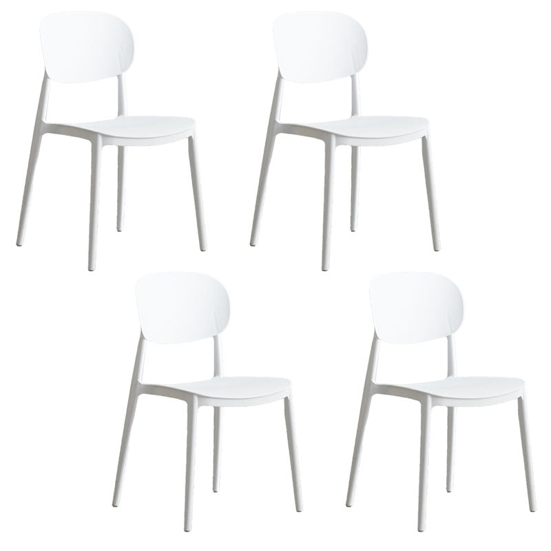 Contemporary Stackable Chairs Open Back Kitchen Armless Chairs with Plastic Legs