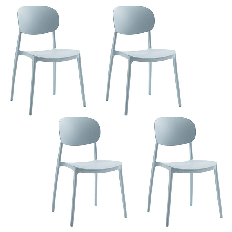 Contemporary Stackable Chairs Open Back Kitchen Armless Chairs with Plastic Legs