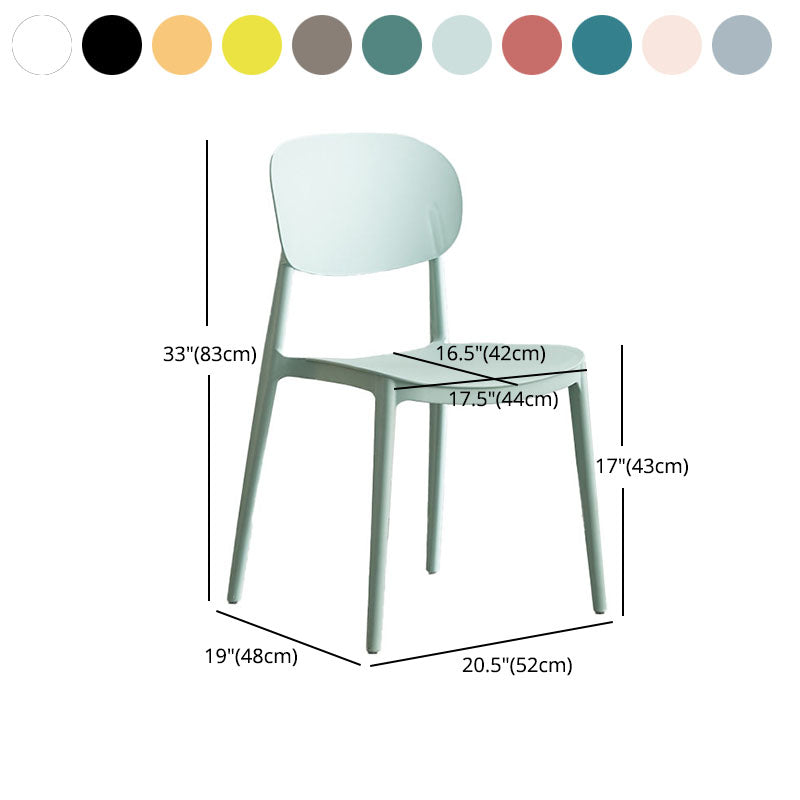 Contemporary Stackable Chairs Open Back Kitchen Armless Chairs with Plastic Legs