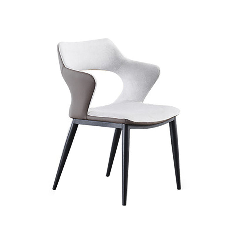 Contemporary Dining Chair Kitchen Open Back Arm Side Chair with Metal Legs