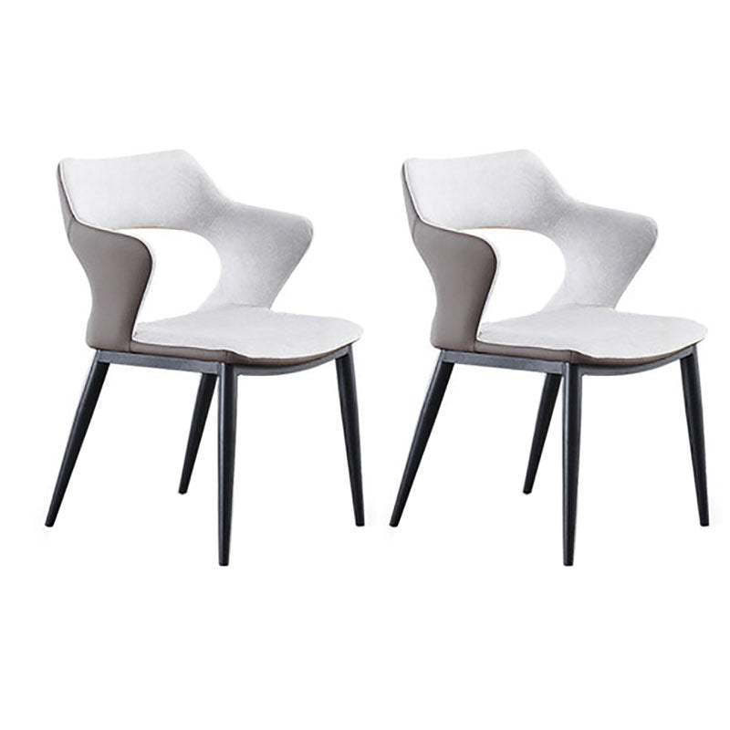 Contemporary Dining Chair Kitchen Open Back Arm Side Chair with Metal Legs