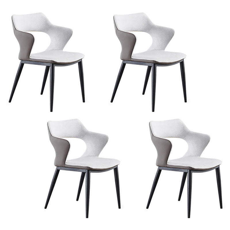 Contemporary Dining Chair Kitchen Open Back Arm Side Chair with Metal Legs