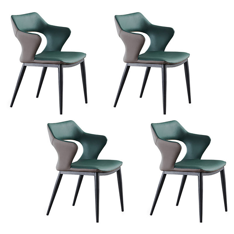 Contemporary Dining Chair Kitchen Open Back Arm Side Chair with Metal Legs