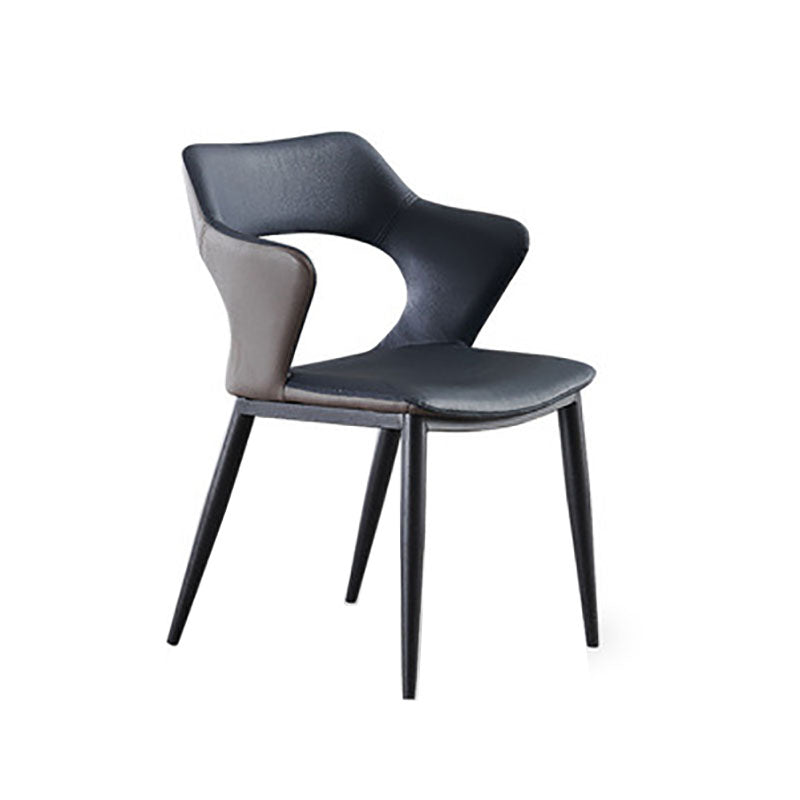 Contemporary Dining Chair Kitchen Open Back Arm Side Chair with Metal Legs