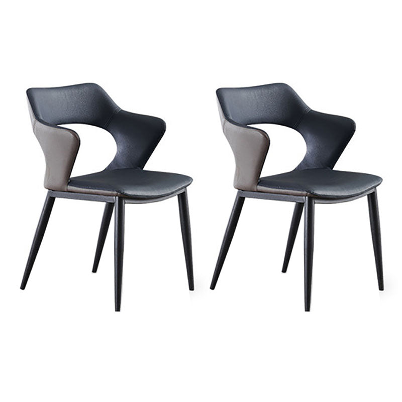 Contemporary Dining Chair Kitchen Open Back Arm Side Chair with Metal Legs