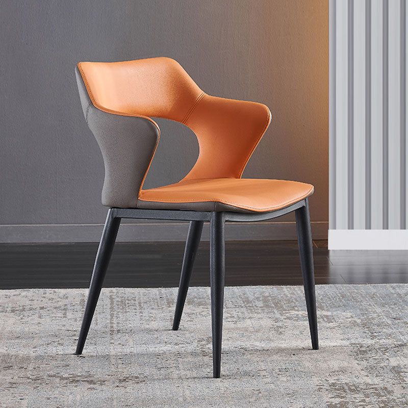 Contemporary Dining Chair Kitchen Open Back Arm Side Chair with Metal Legs