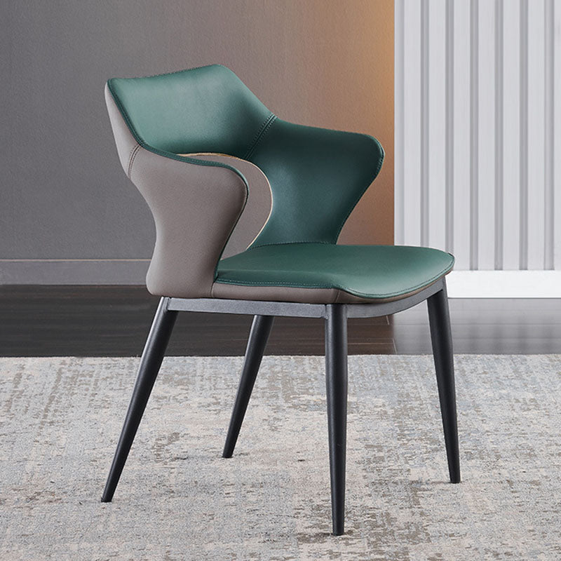 Contemporary Dining Chair Kitchen Open Back Arm Side Chair with Metal Legs