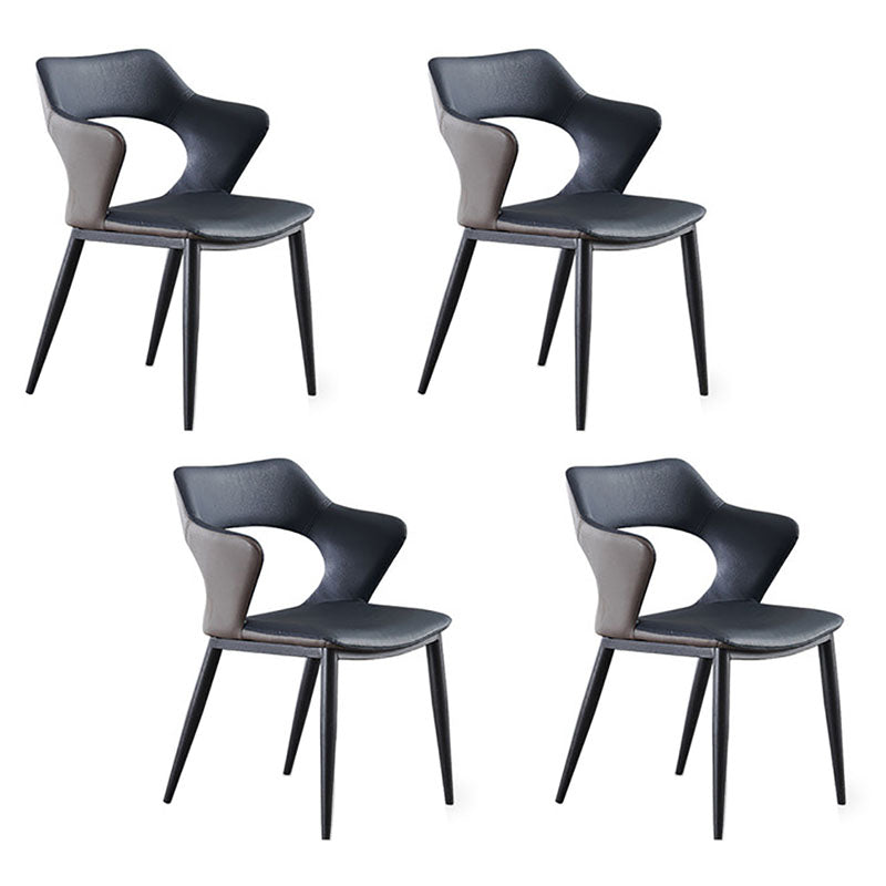 Contemporary Dining Chair Kitchen Open Back Arm Side Chair with Metal Legs