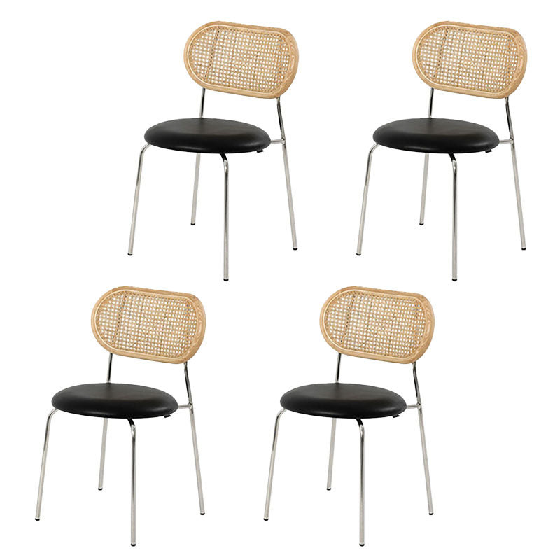 Industrial Style Open Back Side Armless Chairs Leather Dining Side Chairs