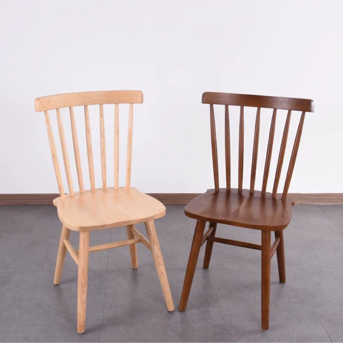 Scandinavian Wood Armless Kitchen Dining Chairs Windsor Back Chair