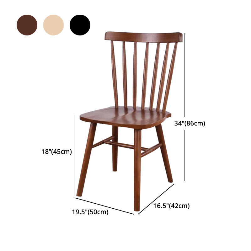 Scandinavian Wood Armless Kitchen Dining Chairs Windsor Back Chair