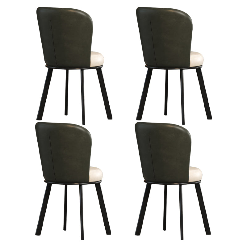 Metal Scandinavian Kitchen Dining Side Chair Solid Back Dining Chair