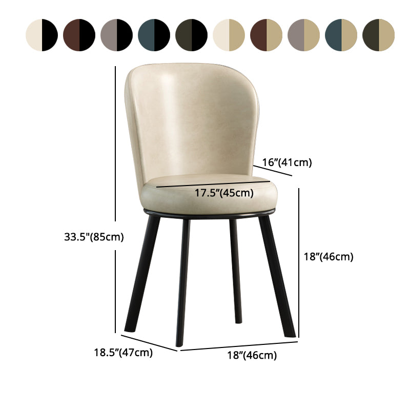 Metal Scandinavian Kitchen Dining Side Chair Solid Back Dining Chair