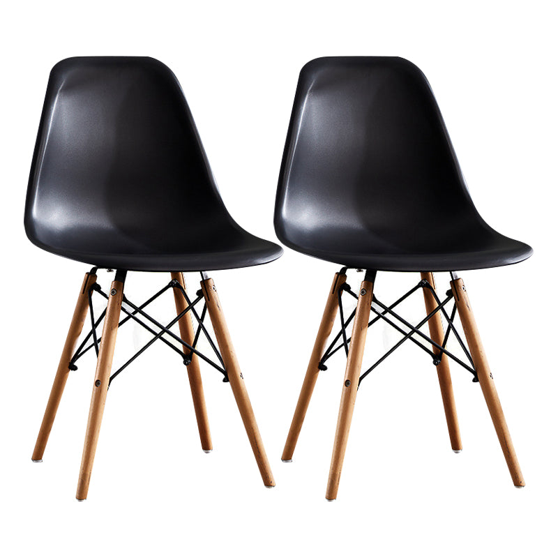 Contemporary Style Dining Chairs Armless Side Chair with Wooden Legs