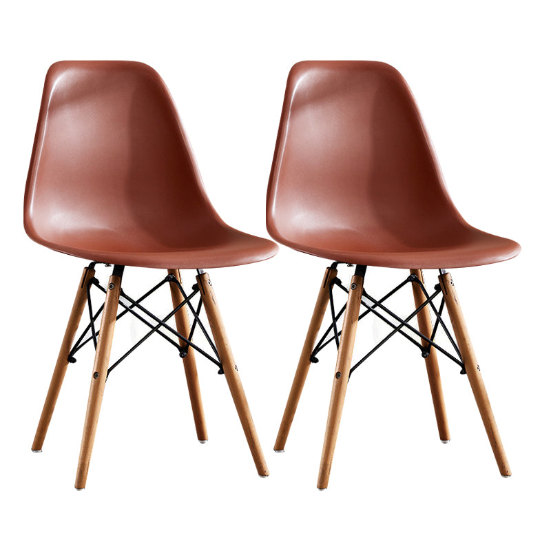 Contemporary Style Dining Chairs Armless Side Chair with Wooden Legs