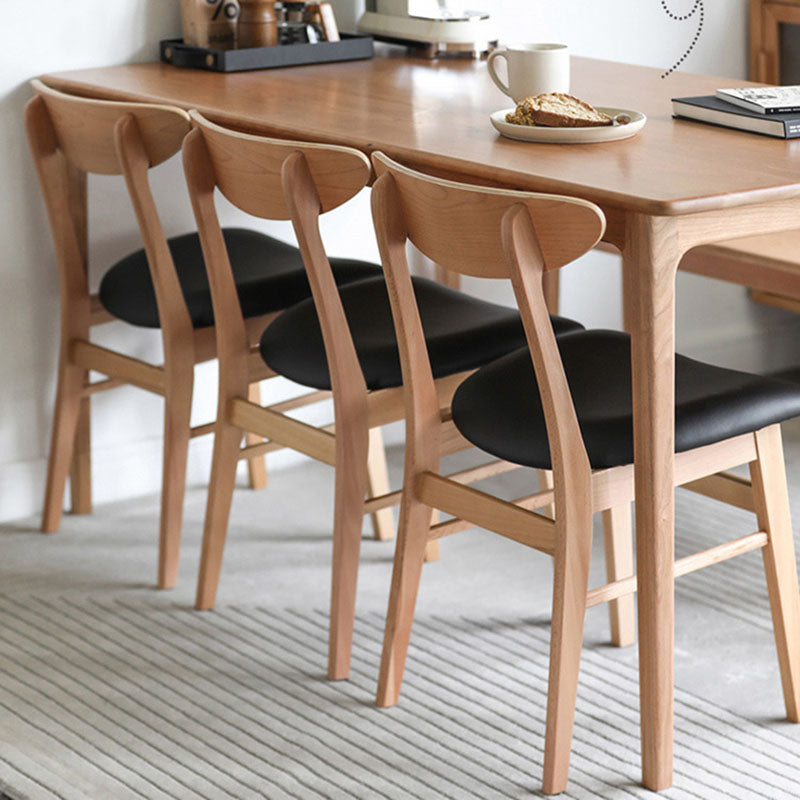 Contemporary Style Dining Chairs Armless Side Chairs with Wooden Legs