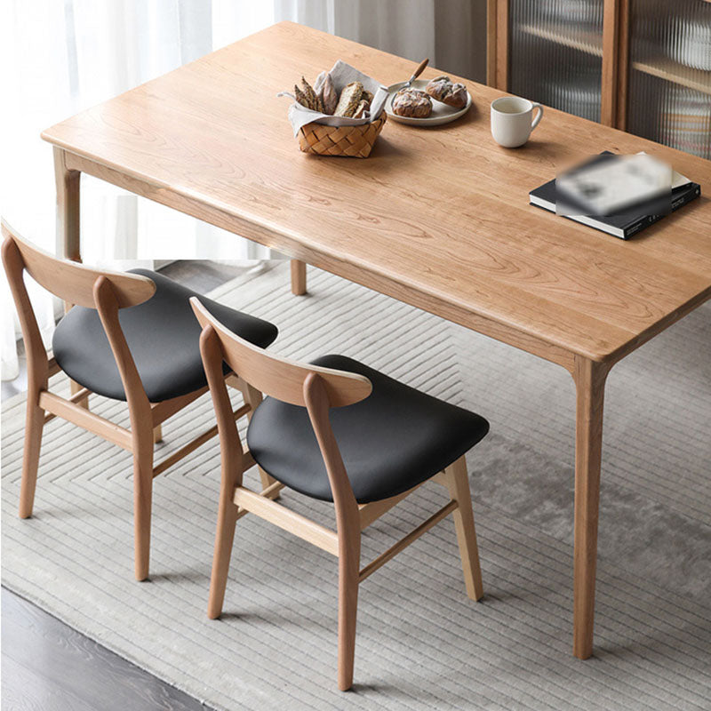 Contemporary Style Dining Chairs Armless Side Chairs with Wooden Legs