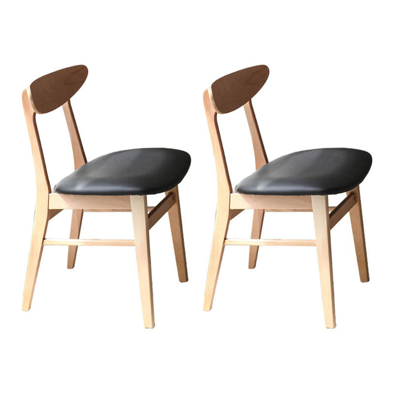 Contemporary Style Dining Chairs Armless Side Chairs with Wooden Legs