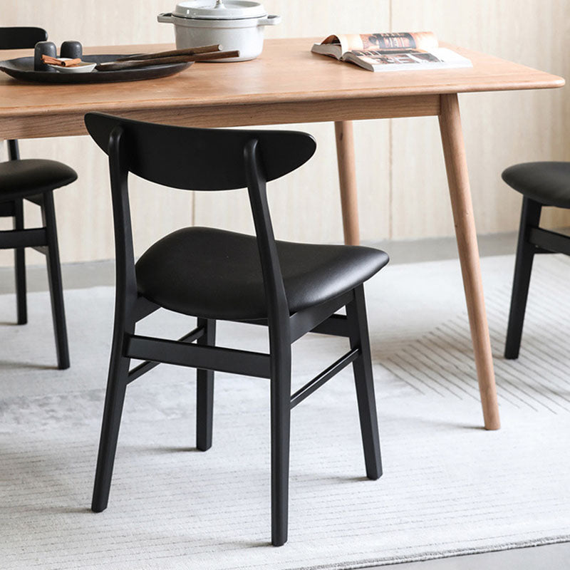 Contemporary Style Dining Chairs Armless Side Chairs with Wooden Legs