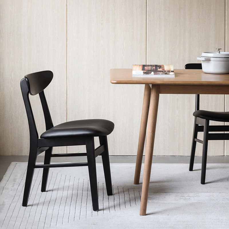 Contemporary Style Dining Chairs Armless Side Chairs with Wooden Legs