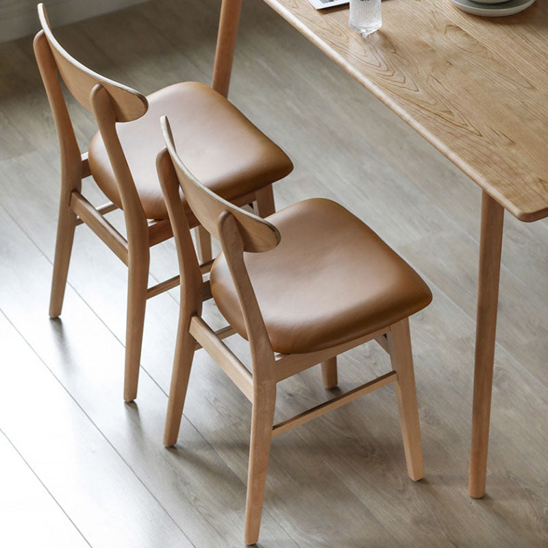 Contemporary Style Dining Chairs Armless Side Chairs with Wooden Legs