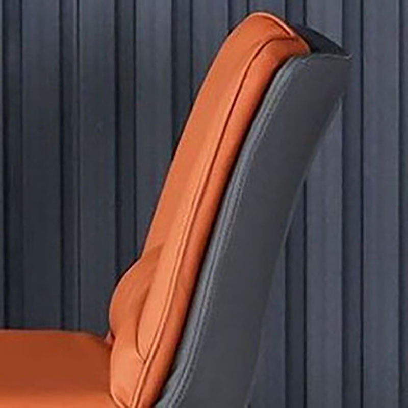 Industrial Design Armless Solid Back Chair Faux Leather Side Chair