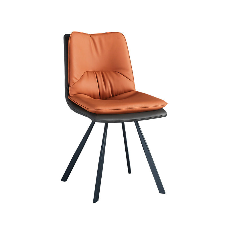 Industrial Design Armless Solid Back Chair Faux Leather Side Chair