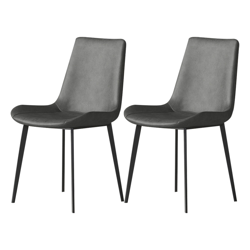 Minimalist Faux Leather Side Chair for Home Solid Back Chair