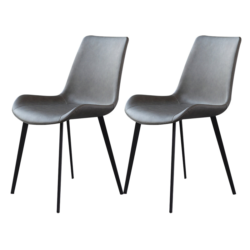 Minimalist Faux Leather Side Chair for Home Solid Back Chair